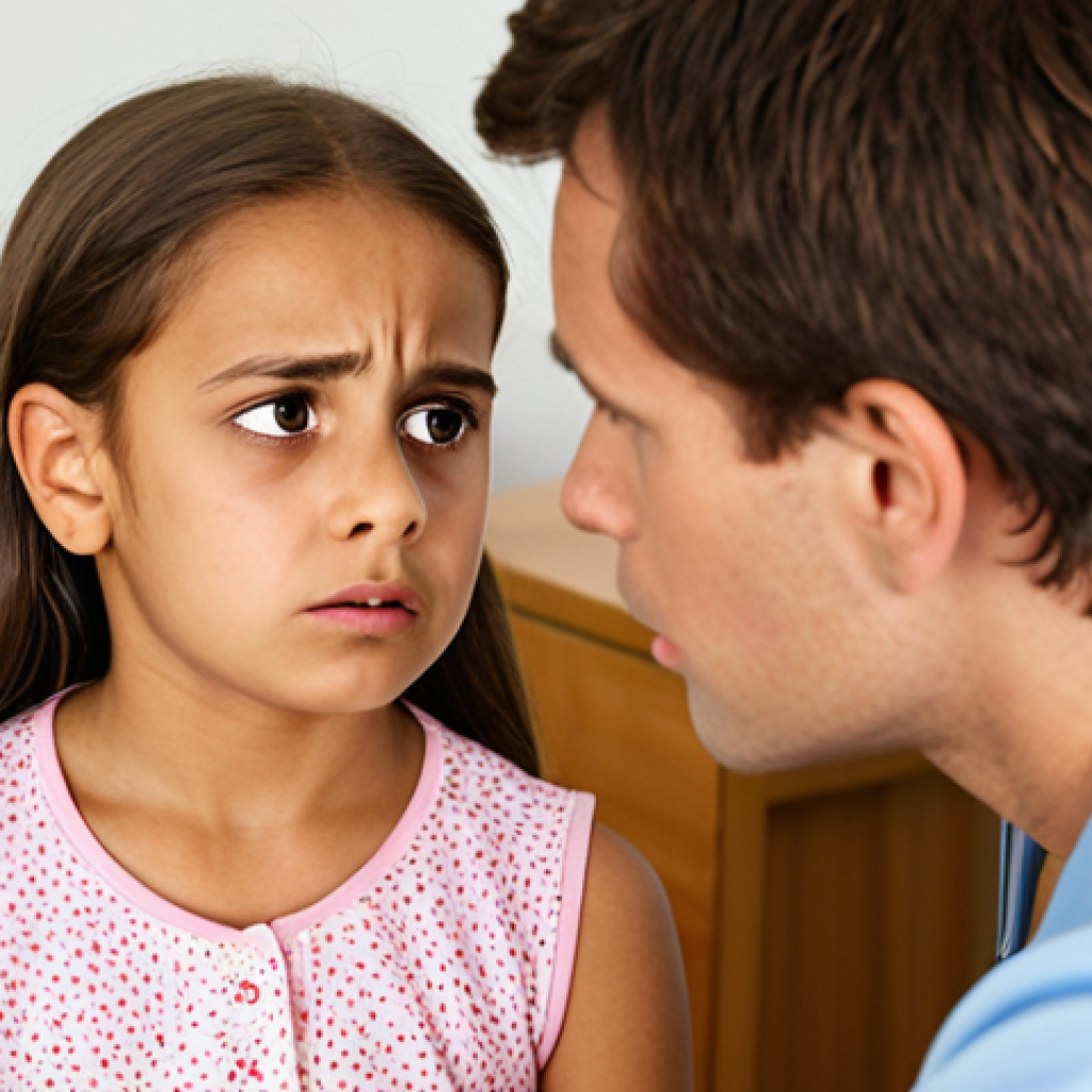 **Image Prompt:** A kind and patient counselor attentively listening to a young child who appears upset. The setting is a brightly lit, comfortable room. The counselor maintains eye contact and a gentle expression, conveying empathy.